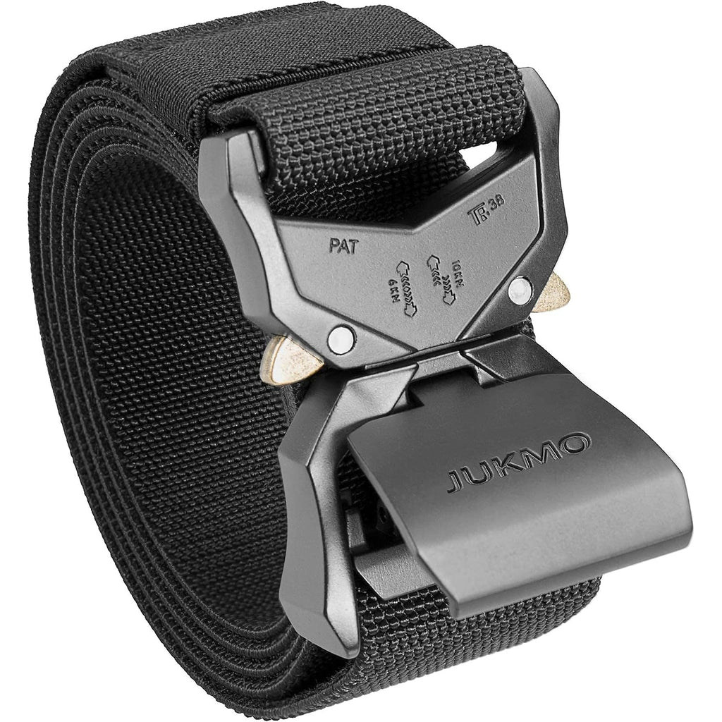 Jukmo Tactical Belt, Military Hiking Rigger 1.5" Nylon Web Work Belt | Heavy Duty Quick Release Aluminum Alloy Buckle & Stretch Belt Strap