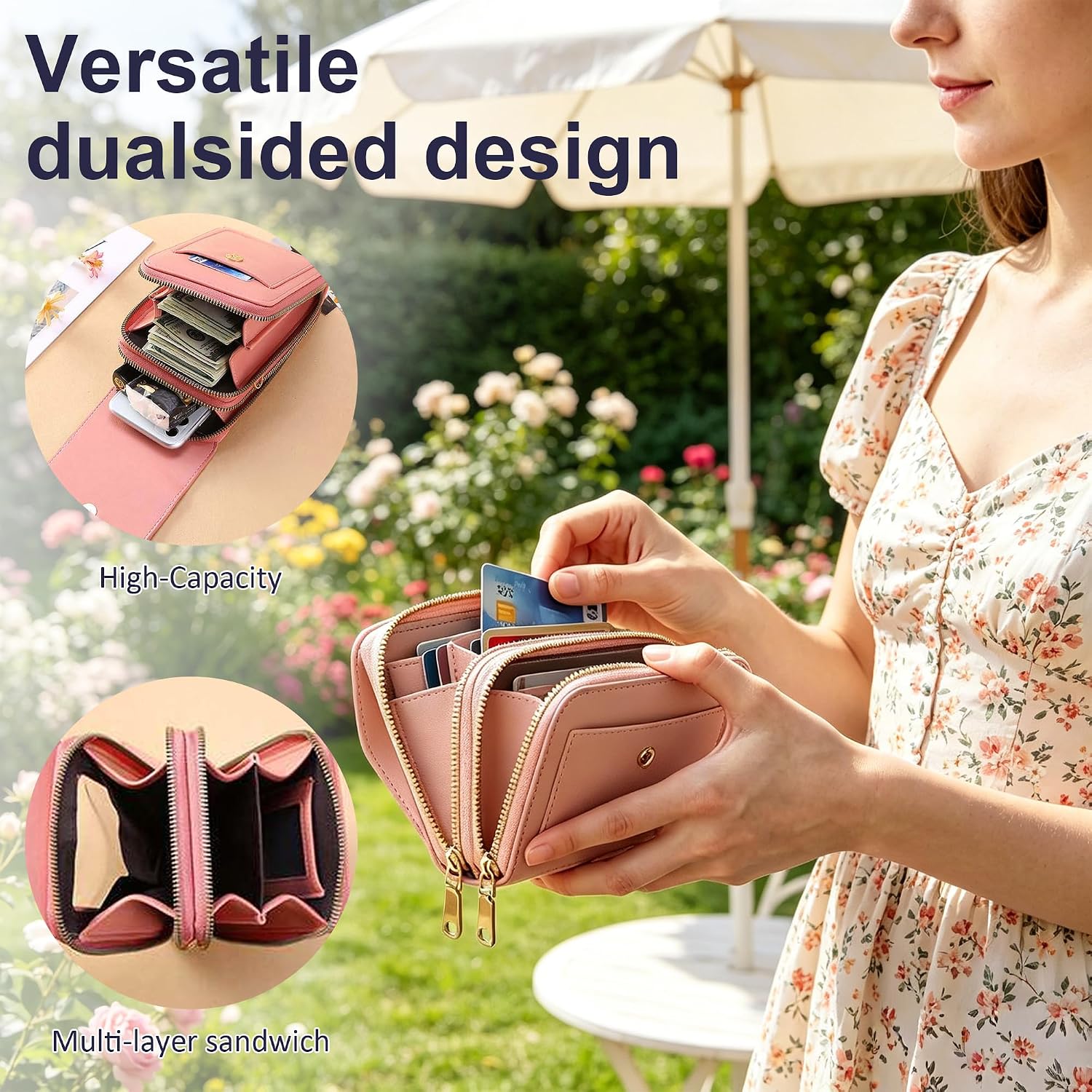 Phone Purse Crossbody Bags For Women, Small Touch Screen Travel Wallet, Anti Theft Leather Messenger Bag