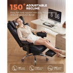 Gtplayer Big And Tall Office Chair Wide Ergonomic Gaming Chair With Deluxe Embossing Designed Leather With Foot Rest,150°Reclining Adjustable Soft Armrests Pocket Spring Back Support And Pillow