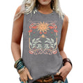 Summer Boho Tank Tops For Women Vintage Graphic Tees Sleeveless Shirts Casual Floral Vest O Neck Printed Tank Tops