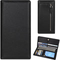 Womens Wallet, Extra Slim RFID Wallets, Leather Bifold Clutch Billfold Purse, with 11 Card Slots & ID Window, Cute Credit Card Holder Purse for Ladies Girls (Black)