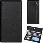 Womens Wallet, Extra Slim RFID Wallets, Leather Bifold Clutch Billfold Purse, with 11 Card Slots & ID Window, Cute Credit Card Holder Purse for Ladies Girls (Black)