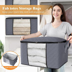 6 Pack Storage Bags For Clothes And Blanket, Foldable Closet Organizers And Storage With Zippers, Clear Window And Handles, Fabric Storage Bins For Sweater, Comforter, Bedding,Linen Sheets