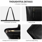 Befen Genuine Leather Tote Bag For Women, Large Work Tote Bag With Zipper Leather Purse And Handbags With 15.6" Compartment