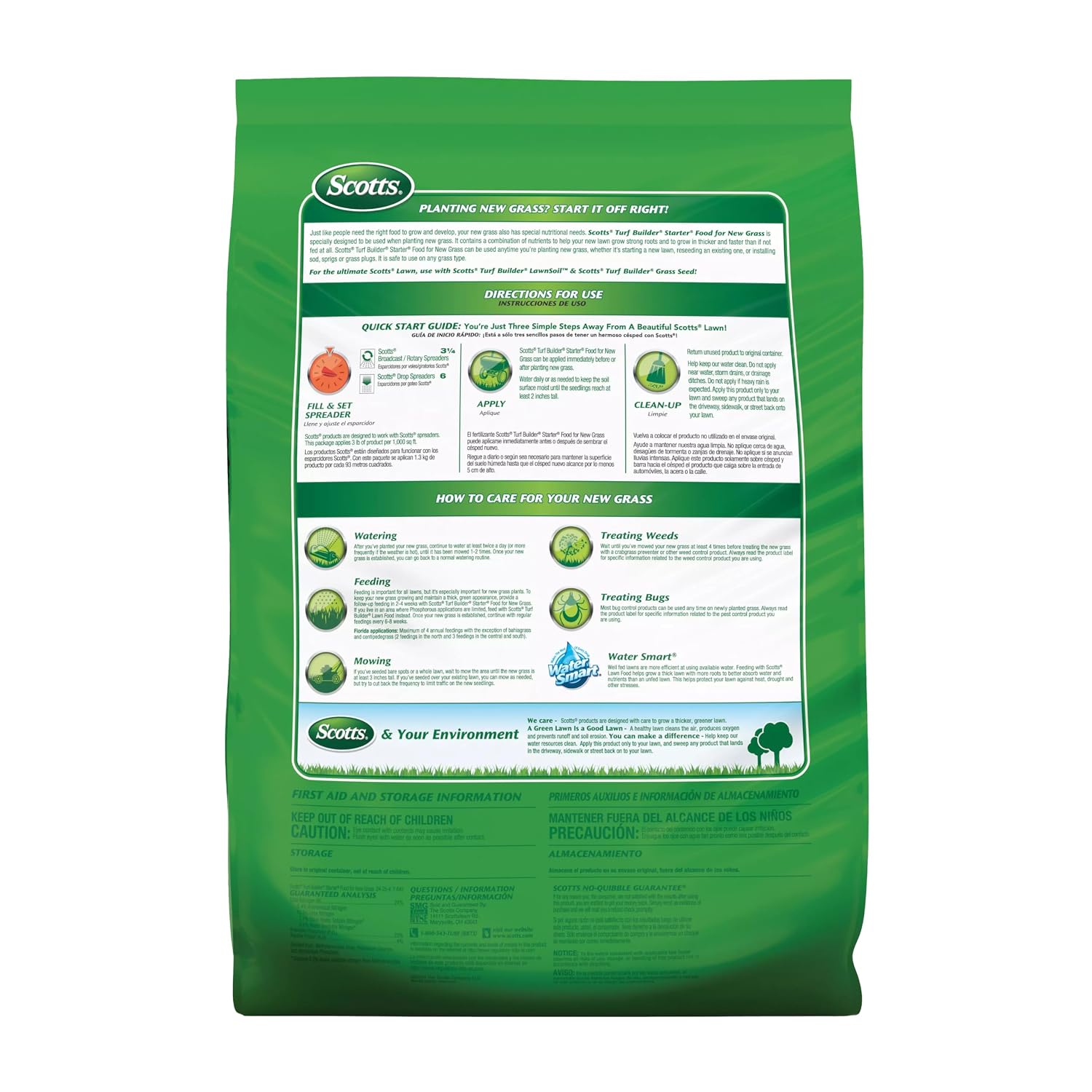 Scotts Turf Builder Starter Food For New Grass, 15 Lb. - Lawn Fertilizer For Newly Planted Grass, Also Great For Sod And Grass Plugs - Covers 5,000 Sq. Ft. | Granular, Continuous Release Plant Fertilizer With 11 Essential Nutrients