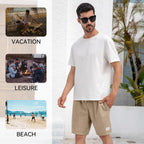 Mens Corduroy Shorts With Pockets,7 Inch Casual Elastic Waist Summer Beach Shorts With Drawstring