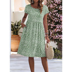 Auselily Women'S Summer Short Sleeve Knee-Length Dresses Round Neck Loose Dress With Pockets 2026 New