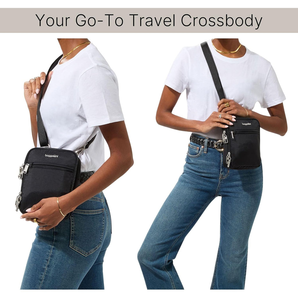 Baggallini Securtex® Anti-theft Mini Everything Crossbody Bag, 6.3"x8.25" Rfid, Locking Zippers & Cut-resistant Strap