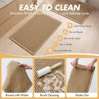 MIULEE Set of 2 Waffle Bathroom Rugs, Boho Bath Rugs Non Slip Washable, Super Absorbent Bath Mats, Ultra Soft Rubber Backed Shower Mats for Bathroom Floor, Tub and Shower, Brown, 18x30 Inch