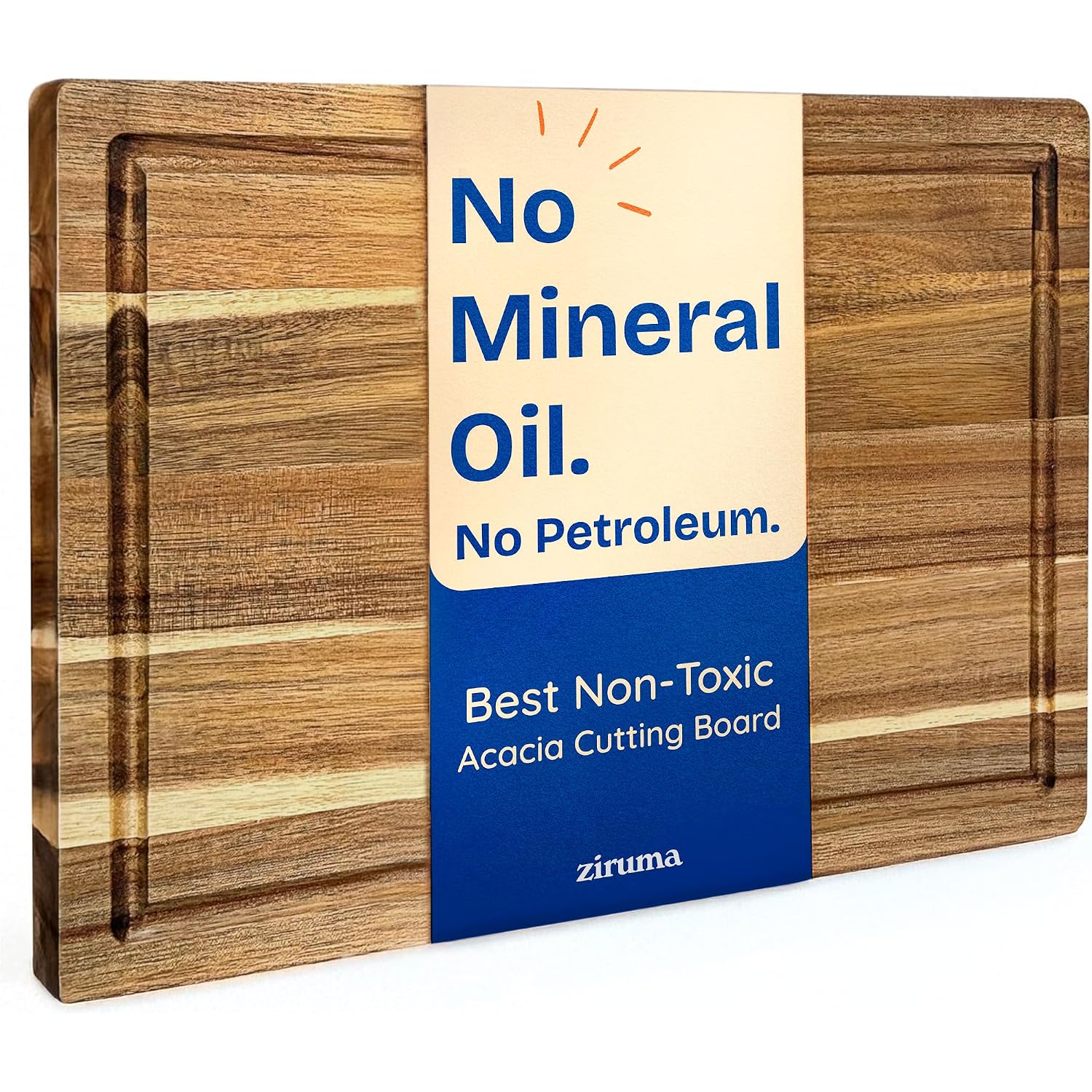 Non-Toxic Acacia Wood Cutting Board, Mineral Oil & Plastic Free, 16X11 In | Petroleum & Bpa Free. Fsc-Certified Wood. Knife-Friendly Surface. Beeswax, Flaxseed & Lemon Oil Finish.