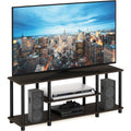 Furinno Turn-N-Tube No Tools 3D 3-Tier Entertainment Tv Stand Up To 50 Inch Tv, Round Tubes, Dark Brown / Black | For Tv Up To 50 Inch, Open Frame Rectangular Entertainment Center With Storage Shelf, Tv Console, For Living Room, Bedroom