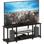 Furinno Turn-N-Tube No Tools 3D 3-Tier Entertainment Tv Stand Up To 50 Inch Tv, Round Tubes, Dark Brown / Black | For Tv Up To 50 Inch, Open Frame Rectangular Entertainment Center With Storage Shelf, Tv Console, For Living Room, Bedroom