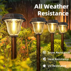 8 Pack Solar Lights Outdoor, Stainless Steel Glass Solar Pathway Lights, Auto On/Off Long-Lasting Waterproof Garden Lights For Landscape, Path, Yard, Driveway, Walkway Decor (Warm White)