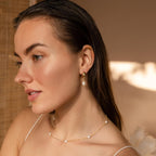 Pearl Earrings for Women 14K Gold Freshwater Pearl Hoop Earring Dangle Drop Wedding Earrings Bridal Bridesmaid Jewelry Gifts for Women