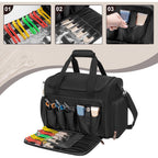 Large Insulated Hairdresser Bag With A Semi Detachable Divider And 2 Removable Pouches, Hairstylist Traveling Bag Holds Various Hair Cutting Tools, Black