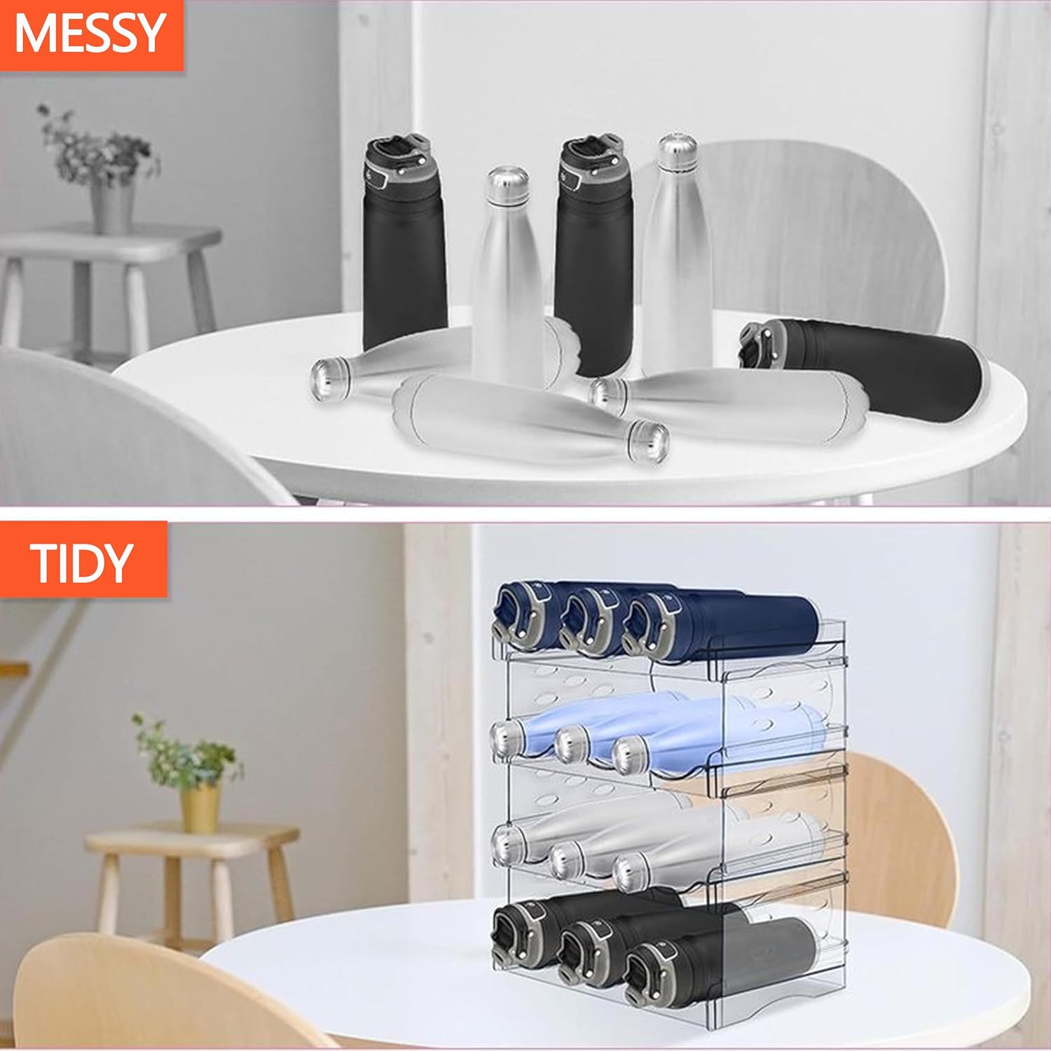 Stackable Wine Rack,Wine Bottle Holder For Inside Cabinet,For Pantry,Refrigerator,Countertop Organization-2 Tiers For 6 Bottles