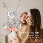 Dorunmo Mother and 1/2/3 Daughters/Son Necklace 925 Sterling Silver Mom Necklace Sisters Jewelry Heart Pendant Christmas Jewelry for Women