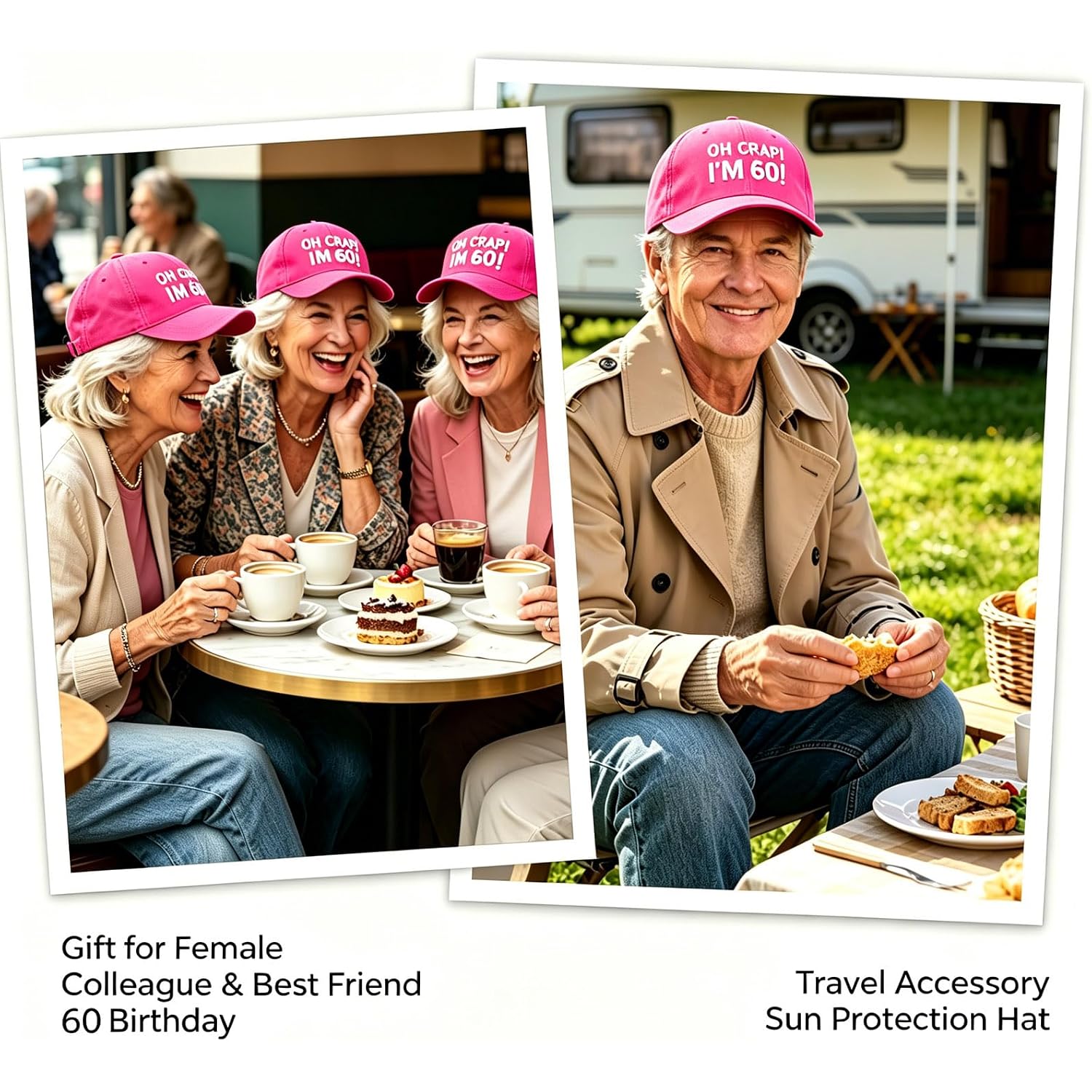 Funny 60th 70th Birthday Gifts for Men Women – Adjustable Cotton Baseball Cap Gift for Dad Mom Grandpa Grandma Pink-2