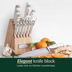 Cuisinart 15-Piece Knife Set With Block, High Carbon Stainless Steel, Forged Triple Rivet, White, C77Wtr-15P