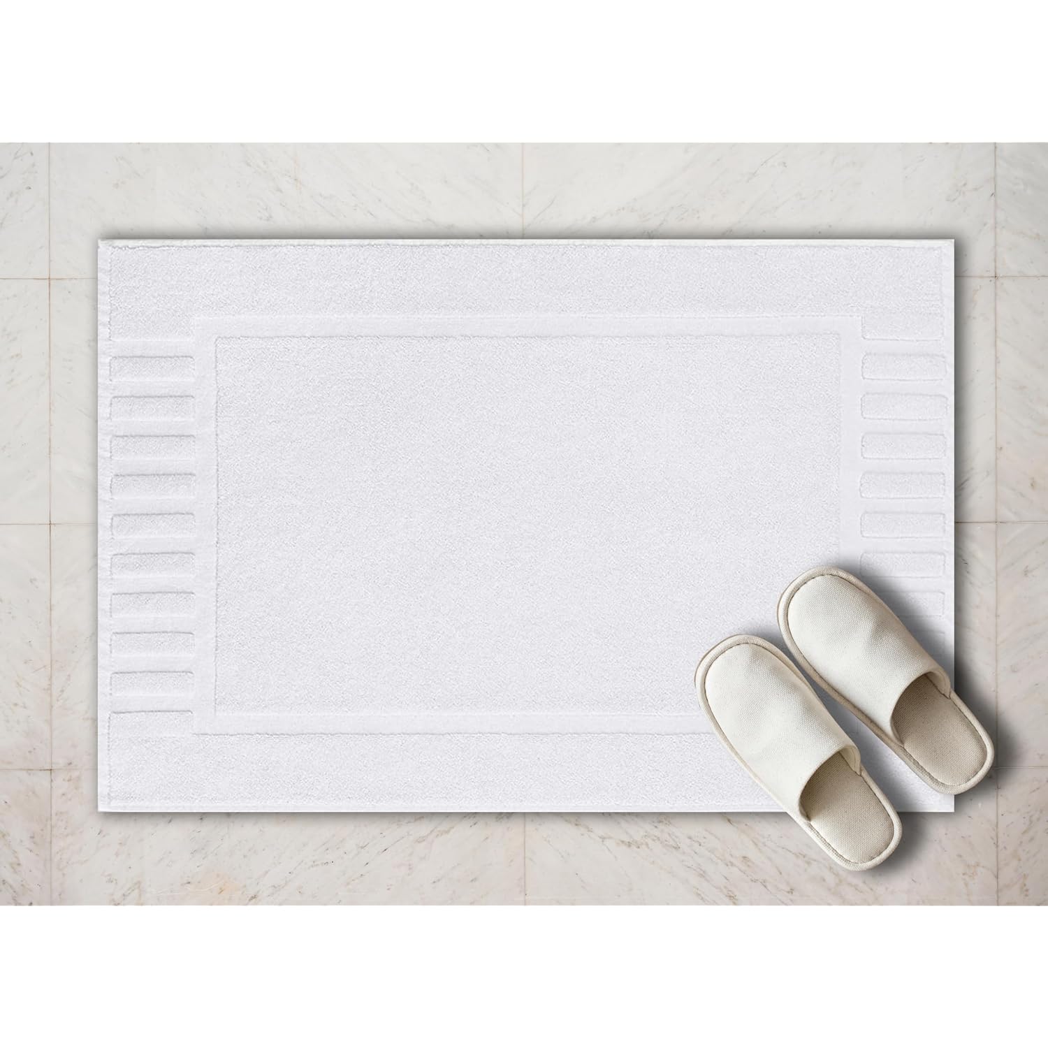 White Classic Luxury Bath Mat Floor Towel Set Of 6-20X30 Inch, Absorbent Cotton Hotel Spa Shower/Bathtub Mats