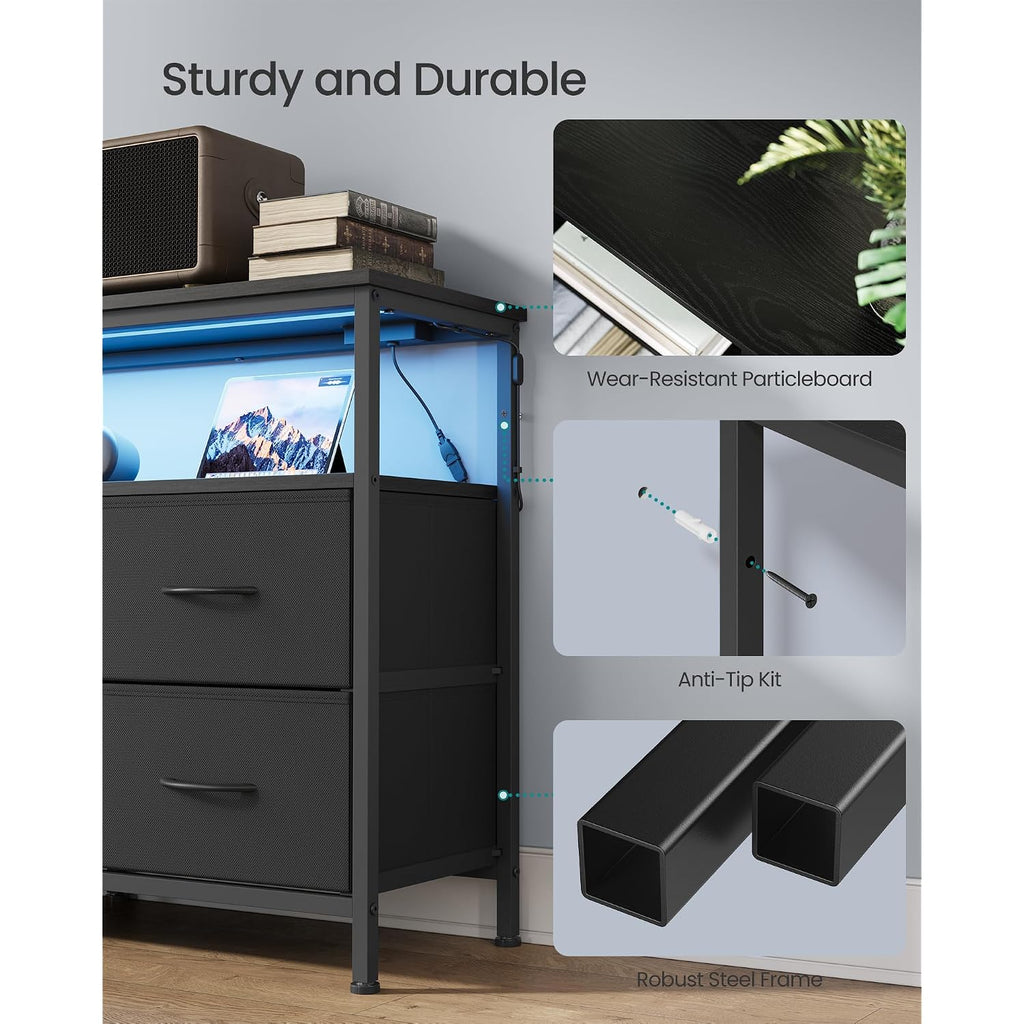 Songmics Bellah Collection - Dresser For Bedroom, Chest Of Drawers, Tv Stand For Tvs Up To 55 Inches, Living Room, Closet, 6 Drawers And 1 Shelf, Modern, Ink Black Ulgs833Bh02S