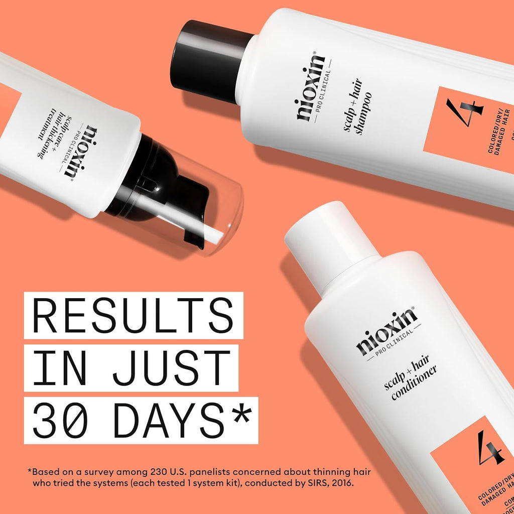Nioxin Scalp + Hair Thickening System Kits | For Natural, Colored, & Damaged Hair With Light To Progressed Thinning | Strengthen & Boost Hair Density With Niacinamide & Biotin | 1 Month Supply