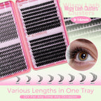 Lash Clusters Kit for Beginners Eyelash Clusters Kit Lashes Clusters Kit Cluster Lashes Pestañas Postizas Naturales with Lash Bond&Seal,Lash Tweezers,Brush RITALASH(640pcs 20D+40D+60D+80D Kit,9-16mm)