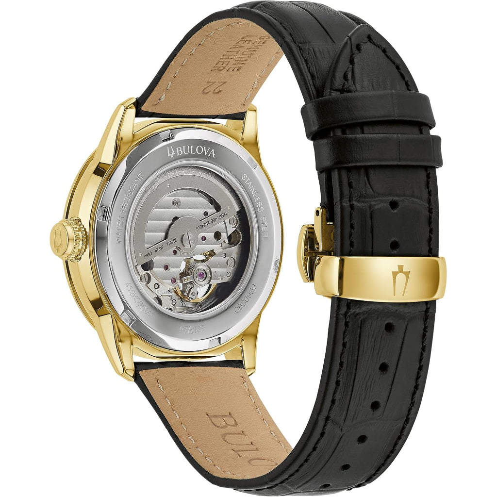 Bulova Men'S Classic Sutton 4-Hand Automatic Watch, 24-Hour Sub Dial, Open Aperture, Self-Winding, Exhibition Caseback, Double Curved Mineral Crystal, Luminous Hands, 42Mm