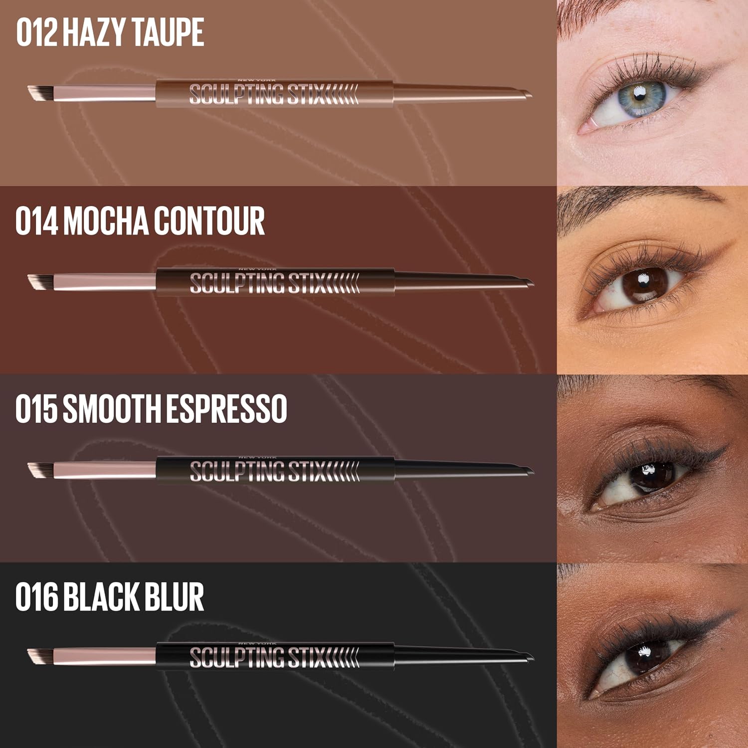 Maybelline Sculpting Stix 2-In-1 Eyeliner, Dual Ended Brown Eye Liner With Up To 24Hr Wear, Smudge And Sweat-Resistant Eye Makeup Formula, Smooth Espresso, 1 Count