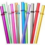 24 Pcs, Reusable Straws With 4 Brushes, 10.5" Long Tritan Hard Plastic Straws, 12 Colors Translucent Replacement Drinking For 16Oz-32 Oz Tumblers, Cups, Jars, Stanley, Yeti, Starbucks, Bpa Free