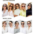 SOJOS Trendy Oversized Square Metal Frame Sunglasses for Women Men Retro Big Flat Lens UV Protection Sunglasses SJ1146