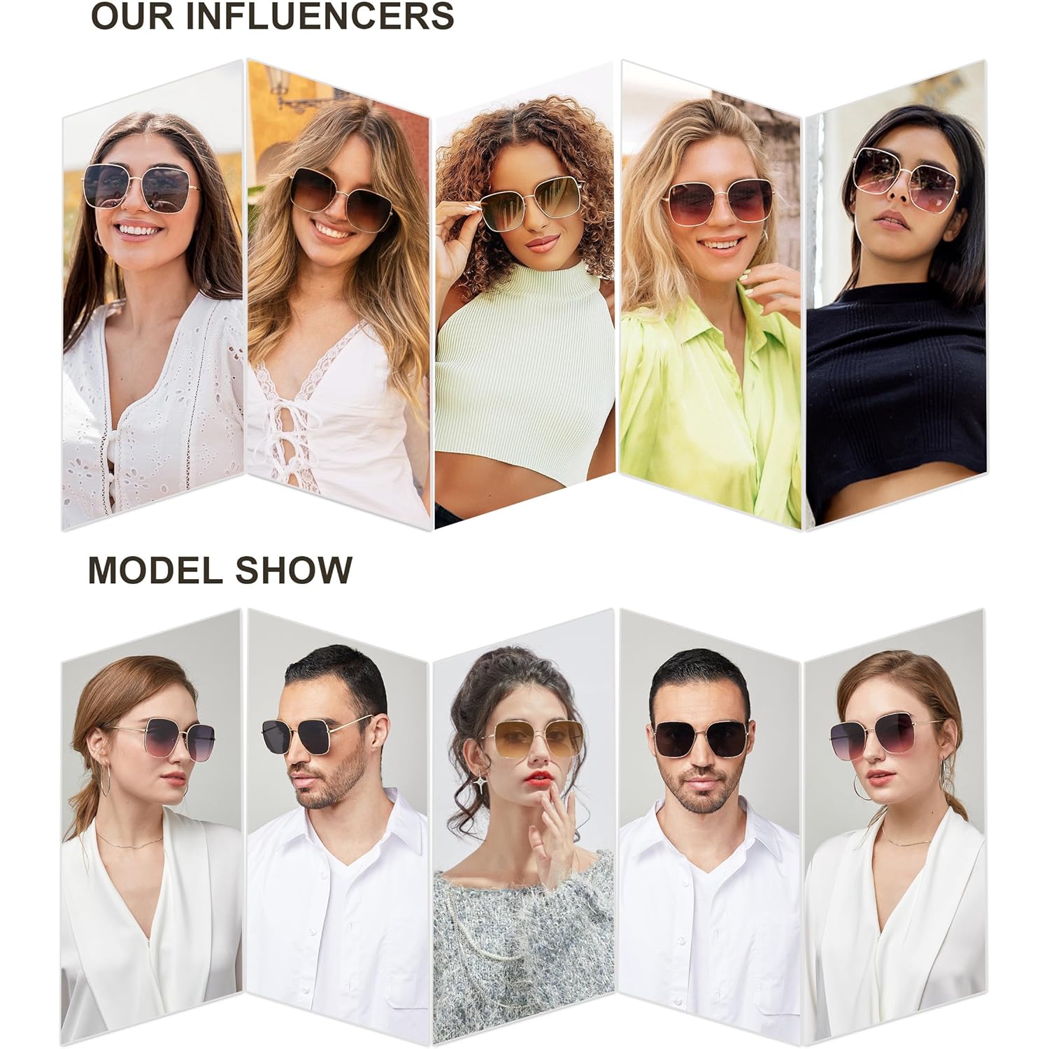 SOJOS Trendy Oversized Square Metal Frame Sunglasses for Women Men Retro Big Flat Lens UV Protection Sunglasses SJ1146