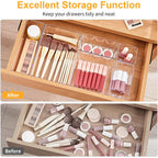 Smartake 13-Piece Drawer Organizers With Non-Slip Silicone Pads, 5-Size Desk Bathroom Drawer Organizer Trays Storage Tray For Makeup, Jewelries, Utensils In Bedroom Dresser, Office And Kitchen, Clear
