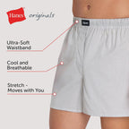 Hanes Men'S Underwear Boxers, Originals Ultimate Cotton-Stretch Woven Moisture-Wicking Multipack Boxer