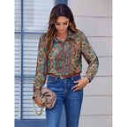 Zeagoo Button Down Shirts For Women Dressy Floral Printed Long Sleeve Blouse Business Casual Work Tops