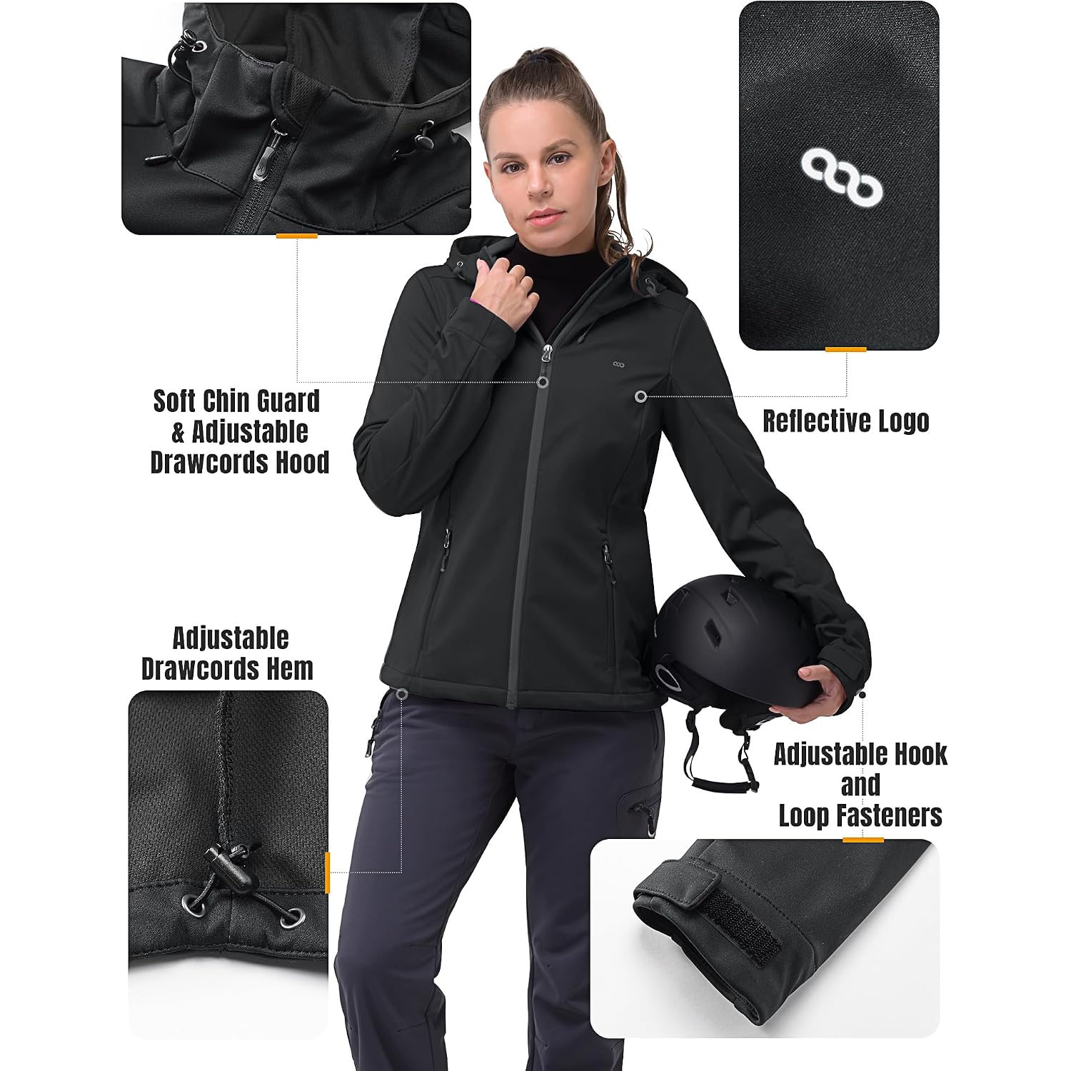 33,000Ft Women'S Softshell Jacket With Hood Waterproof Lightweight Windbreaker Windproof Rain Shell Jacket For Outdoor Hiking