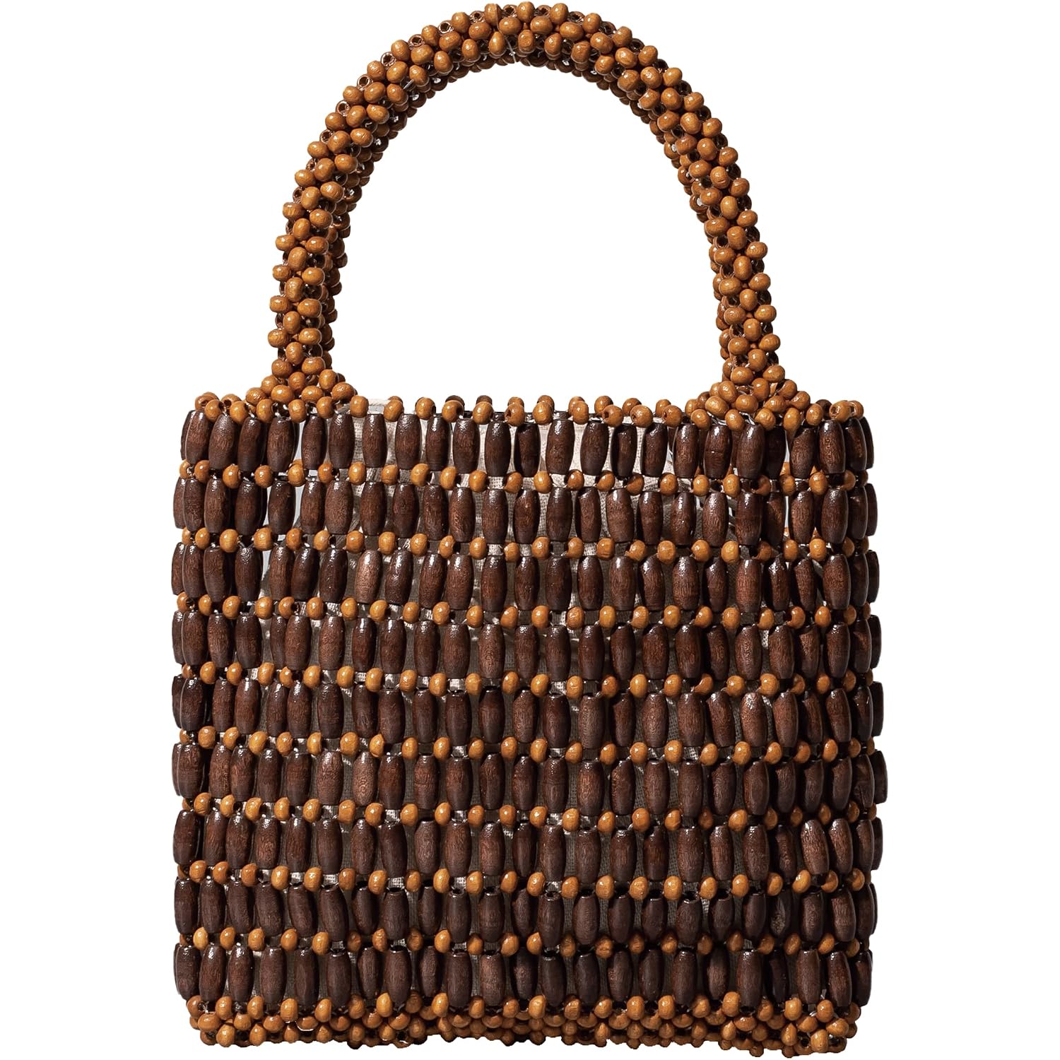 Small Tote Bag Wooden Bead Bag Woven Handbag Clutch Purses For Women