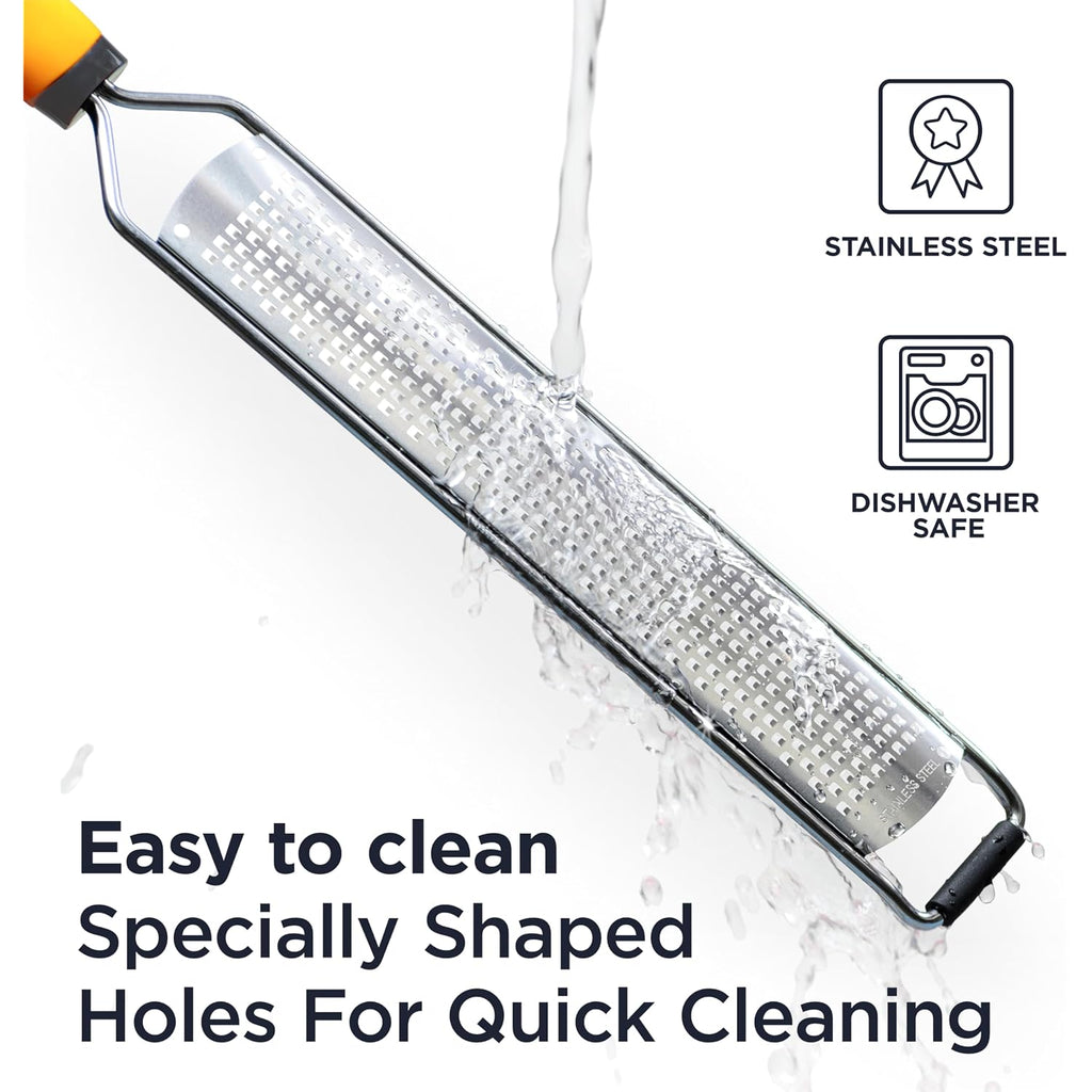 Deiss Pro Lemon Zester & Heavy Duty Cheese Grater & Vegetable Grater - Parmesan Cheese Lemon, Garlic, Nutmeg, Chocolate, Fruits, Vegetables, Ginger Grater - Cheese Shredder & Stainless Steel Grater