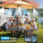 50Ft Portable Misting System For Cooling, Misters For Outside Patio With 5.8Gal/22L Foldable Tank, 5200Mah Pump (Ipx8) & 8 Adjustable Brass Nozzles For Umbrella, Camping, Golf Cart, Sport