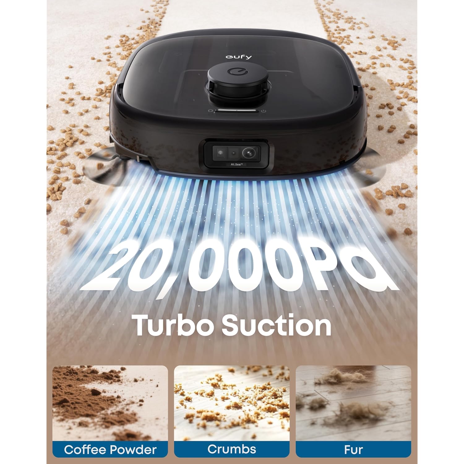 Eufy E25 Robot Vacuum And Mop Combo, 20,000 Pa, Hydrojet Roller Mop | Extendable Side Brush, Zero-Tangle Design, All-In-One Station, Ai Obstacle Avoidance, Edge-To-Corner Cleaning
