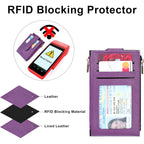 Women's RFID Slim Card Holder Wallet: Thin Bifold with Multi-Card Case & Zipper Coin Pocket Purse (Deep Purple)
