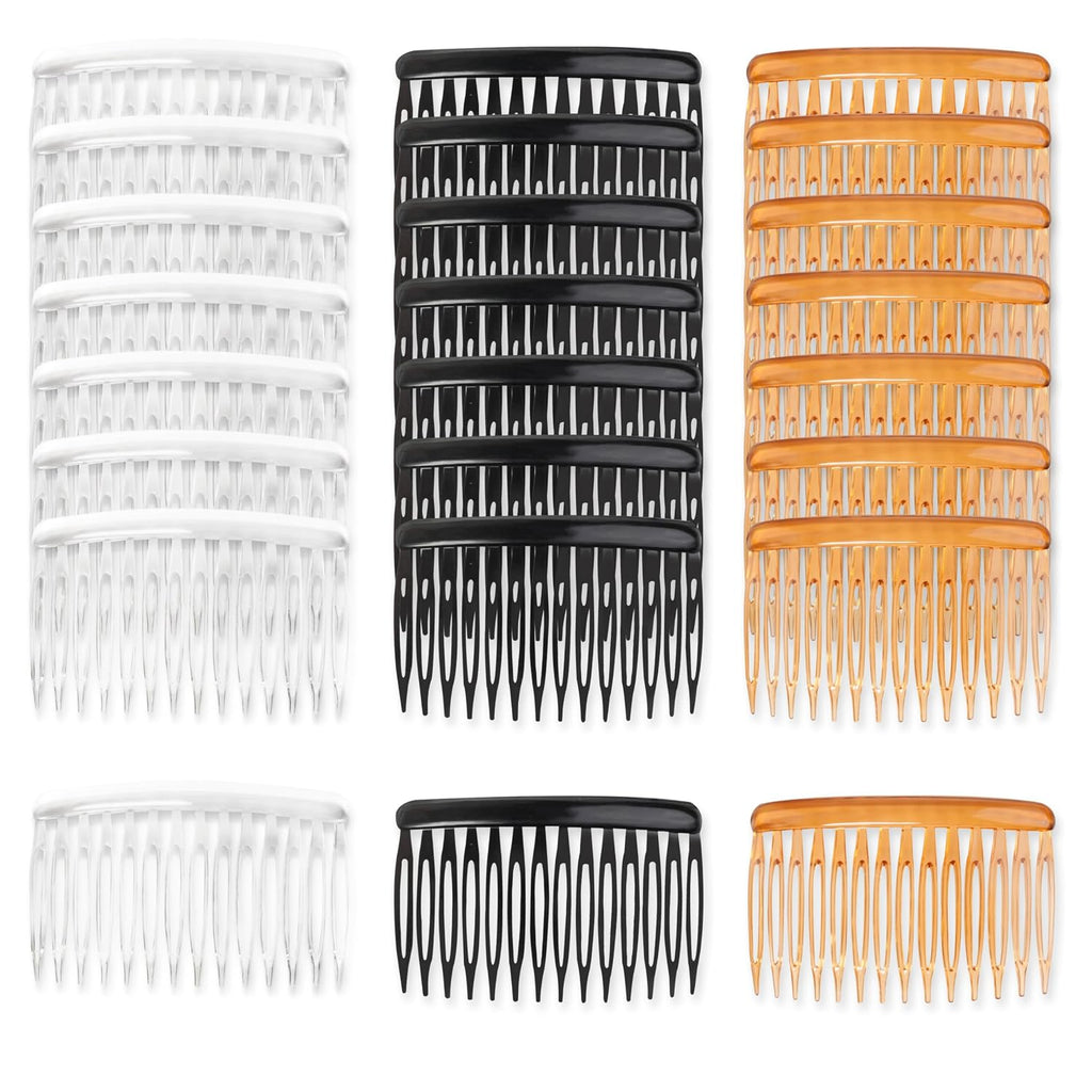 Hair Side Combs For Women Fine Thin Hair, 14 Teeth Decorative Hair Combs For Women Girls Bridal Wedding Veil (Black, Transparent And Orange)