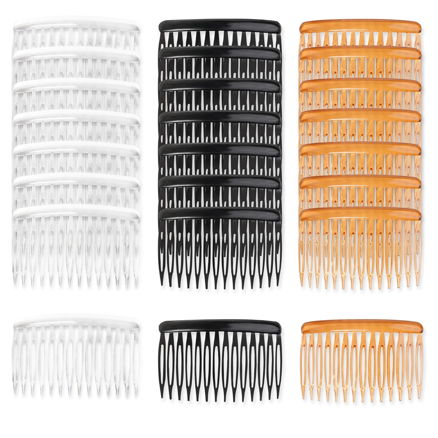 Hair Side Combs For Women Fine Thin Hair, 14 Teeth Decorative Hair Combs For Women Girls Bridal Wedding Veil (Black, Transparent And Orange)