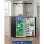 Upstreman 3.2 Cu.Ft Mini Fridge with Freezer, Quiet Efficient Small Fridge, Compact Refrigerator with Adjustable Thermostat, for Dorm, Bedroom, Office, Black-BR321