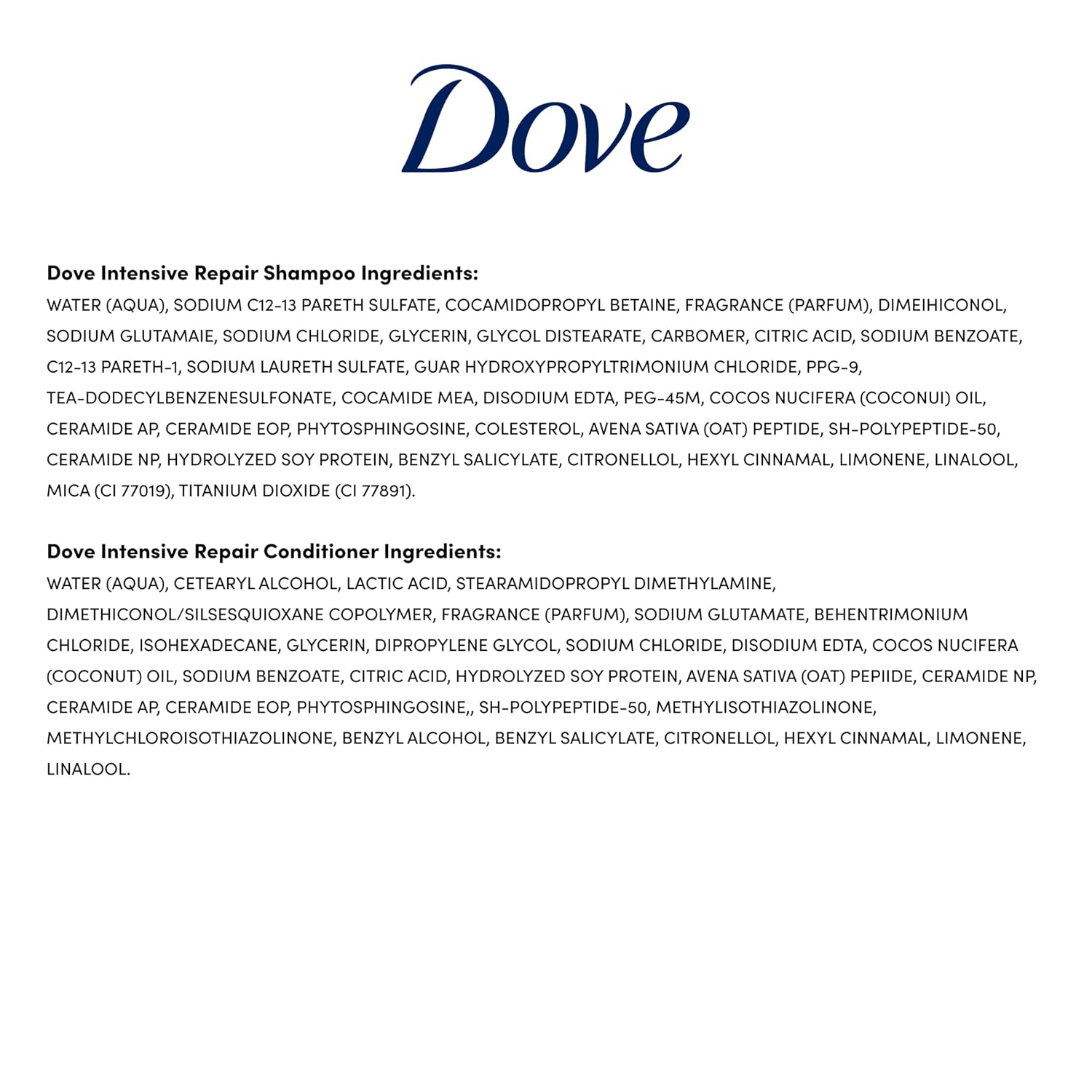 Dove Shampoo Intensive Repair 28 Fl Oz Conditioner Intensive Repair 28 Fl Oz