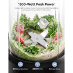 Ganiza Smoothie Blender Max 1300W, Personal Kitchen Blender & Grinder Combo | 23 Oz, (2) 37 Oz To-Go Cups, 6-Leaf Blade, Portable Maker For Smoothies, Shakes, Frozen Drinks, Sauces, Coffee Beans, Nuts