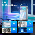 Portable Air Conditioners, Evaporative Air Cooler, 4-In-1 Portable Ac Fan, 1500Ml Tank, 3 Speeds & 2 Mist Modes, Remote, Usb-C Cooling For Bedroom Office Camping