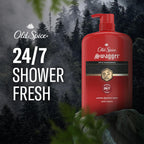 Old Spice Body Wash For Men, 24/7 Shower Fresh With Long Lasting Scent, Refreshing 3X Defense, Red Collection, Swagger With Cedarwood Scent, 33.4 Oz (Pack Of 4)