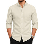 Men'S Oxford Dress Shirts Long Sleeve Wrinkle-Resistant Button Down Shirt Business Casual Regular Fit With Pocket