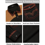 Coofandy Men'S Western Cowboy Shirt Embroidered Long Sleeve Slim Fit Casual Cotton Button Down Hippie Shirts With Pockets